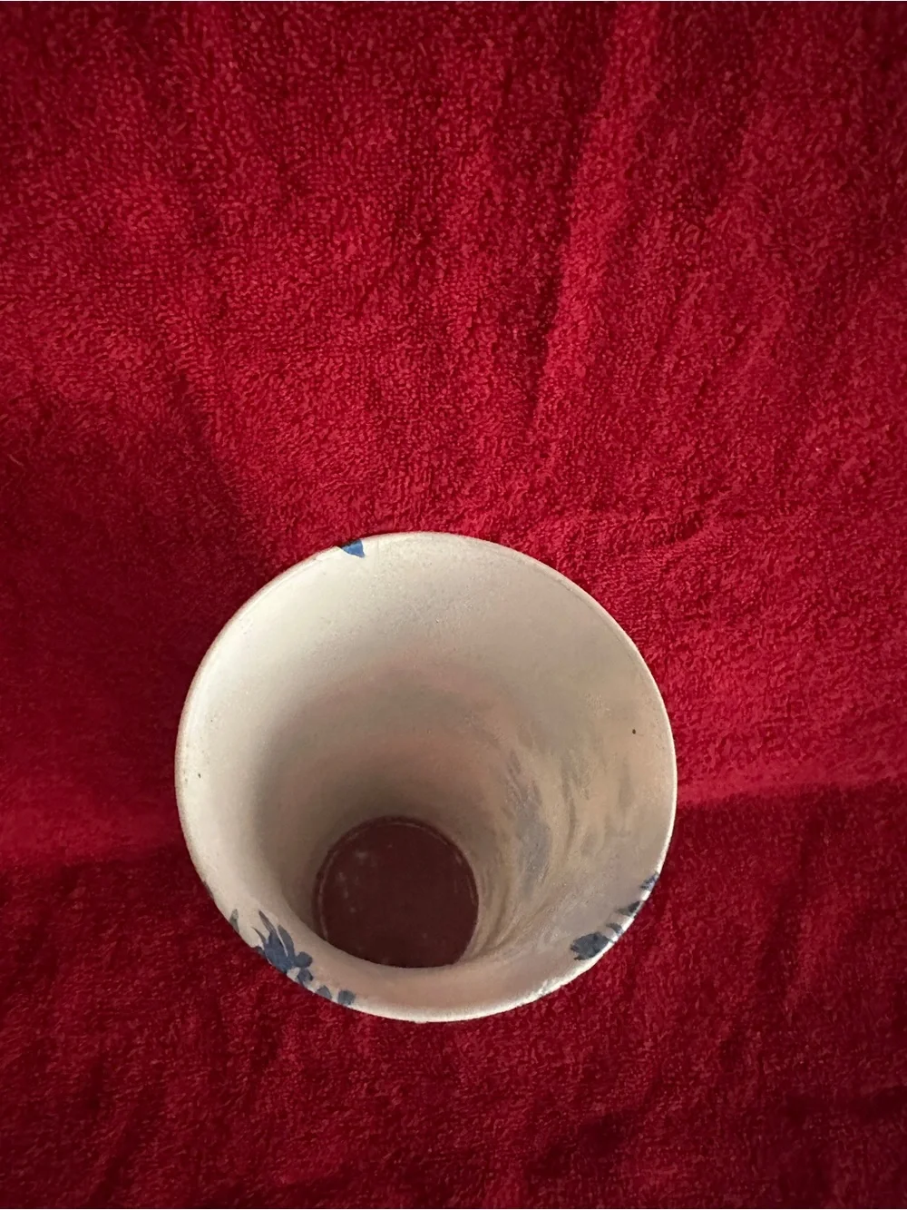 Hand Crafted Blue and White Floral Glass Vase